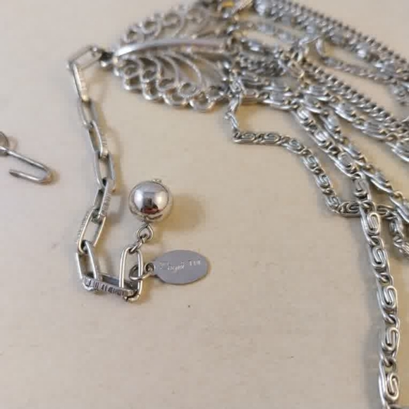 Vintage Layered Silver Multi-Row Necklace for Women - Picture 5 of 11